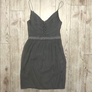 GEORGES RECH pleated grey silk bustier dress M